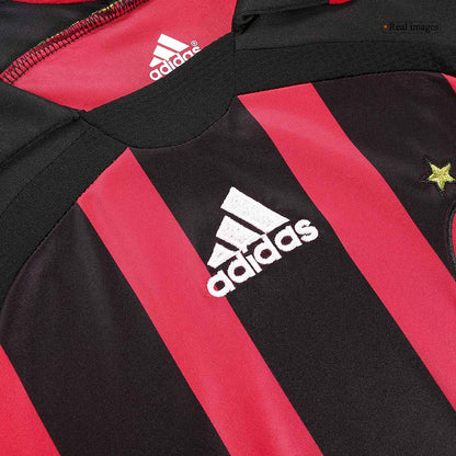 Retro MALDINI #3 AC Milan Mens Home Long Sleeve Soccer Jersey 2006/07 Red&Black
