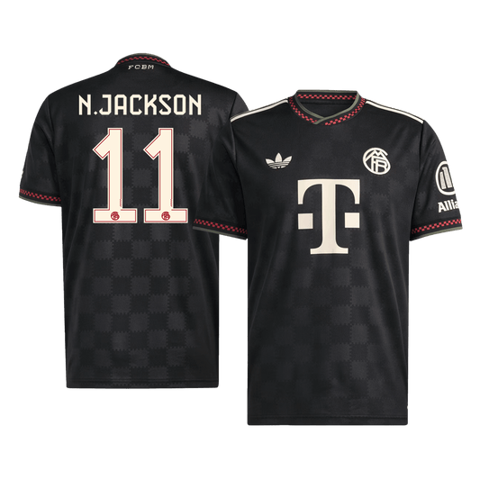 N.JACKSON #11 Bayern Munich Mens Third Away Soccer Jersey 2025/26 Black