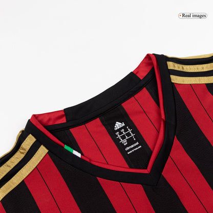 Retro AC Milan Mens Home Long Sleeve Soccer Jersey 2013/14 Red&Black