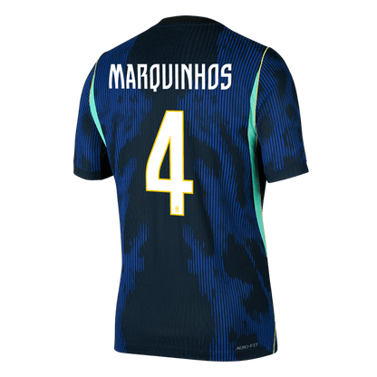MARQUINHOS #4 Brazil Mens Away Soccer Jersey World Cup 2026 Navy - Player Version