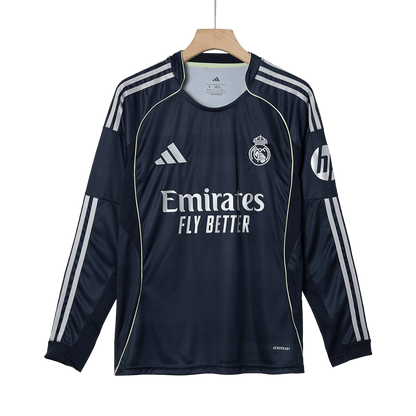 Real Madrid Mens Away Long Sleeve Soccer Jersey 2025/26 Navy