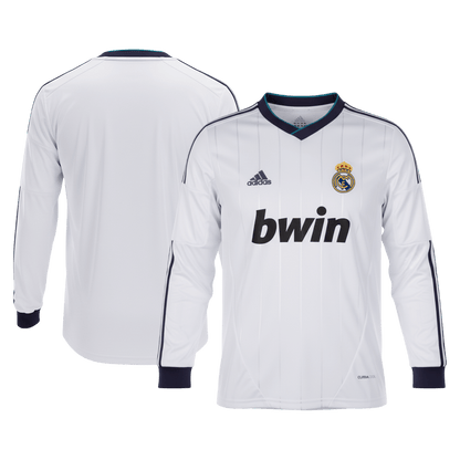 Retro Real Madrid Mens Home Long Sleeve Soccer Jersey 2012/13 White