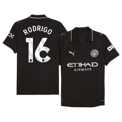 RODRIGO #16 Manchester City Mens Away Soccer Jersey 2025/26 Black - Player Version