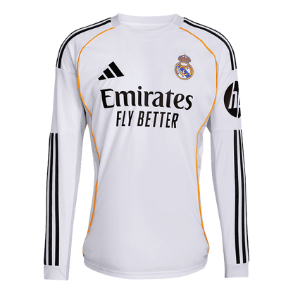 Real Madrid Mens Home Long Sleeve Soccer Jersey 2025/26 White