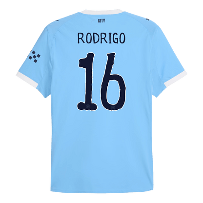 RODRIGO #16 Manchester City Mens Home Soccer Jersey World Cup 2025/26 Blue - Player Version