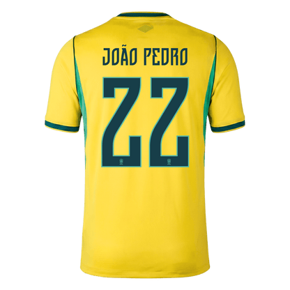 JOÃO PEDRO #22 Brazil Mens Home Soccer Jersey World Cup 2026 Yellow