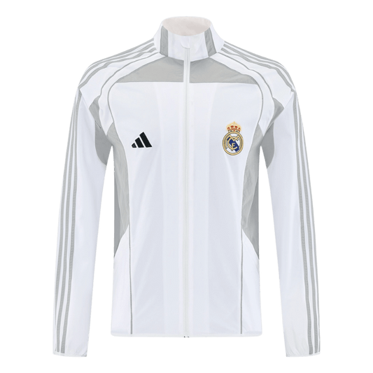 Real Madrid Mens Windbreaker Jacket 2025/26 White