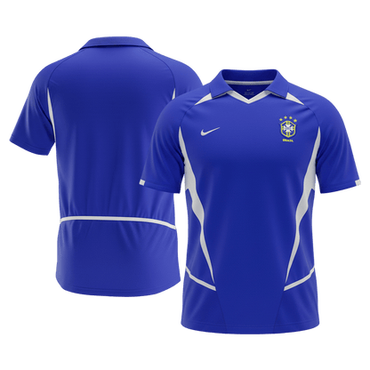 Retro Brazil Mens Away Soccer Jersey 2002 Blue