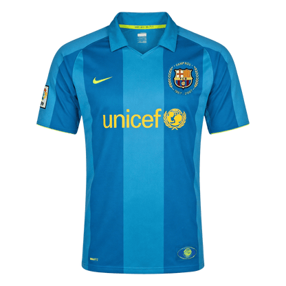 Retro Barcelona Mens Away Soccer Jersey 2007/08 Blue