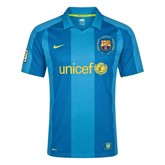 Retro Barcelona Mens Away Soccer Jersey 2007/08 Blue