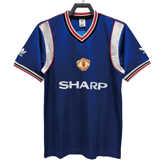 Retro Manchester United Mens Third Away Soccer Jersey 1985 Blue
