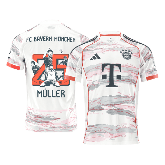 MÜLLER Special #25 Bayern Munich Mens Away Soccer Jersey 2025/26 White