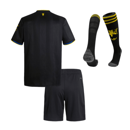 Manchester United Kids Third Away Soccer Full Set 2025/26 Black