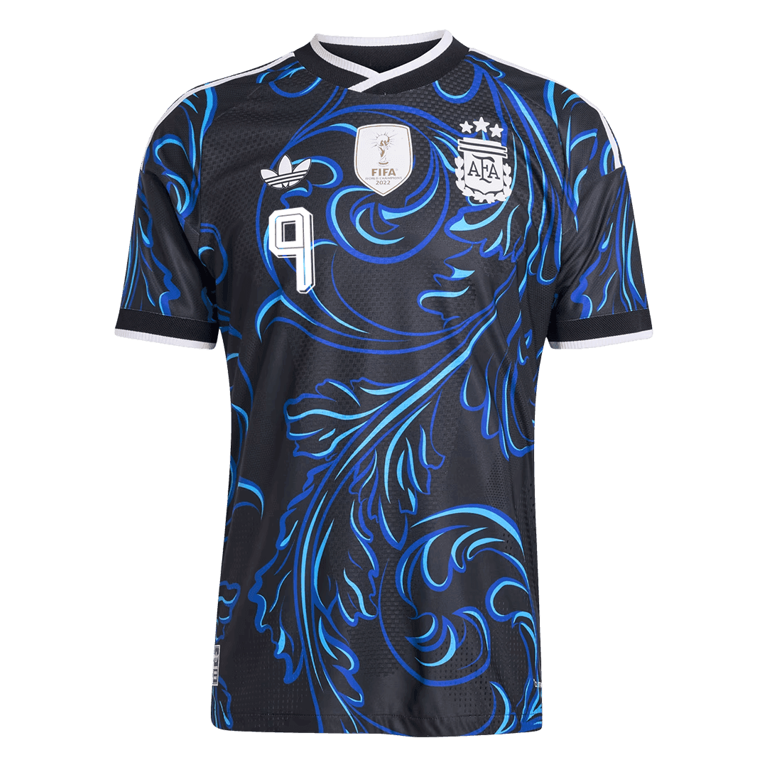 J. ÁLVAREZ #9 Argentina Mens Away Soccer Jersey World Cup 2026 Black - Player Version