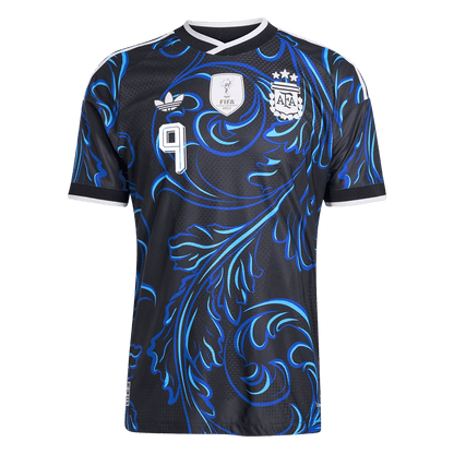 J. ÁLVAREZ #9 Argentina Mens Away Soccer Jersey World Cup 2026 Black - Player Version