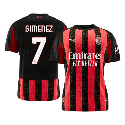 GIMENEZ #7 AC Milan Mens Home Soccer Jersey 2025/26 Red&Black [PREMIUM]