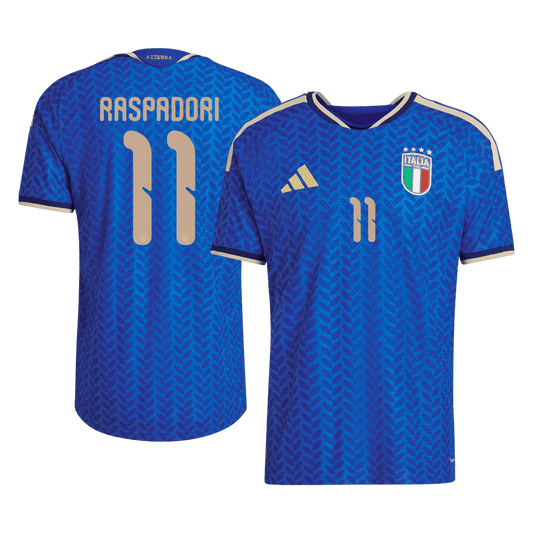 RASPADORI #11 Italy Mens Home Soccer Jersey World Cup 2026 Blue - Player Version