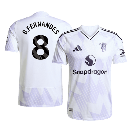 B.FERNANDES #8 Manchester United Mens Away Soccer Jersey 2025/26 White - Player Version