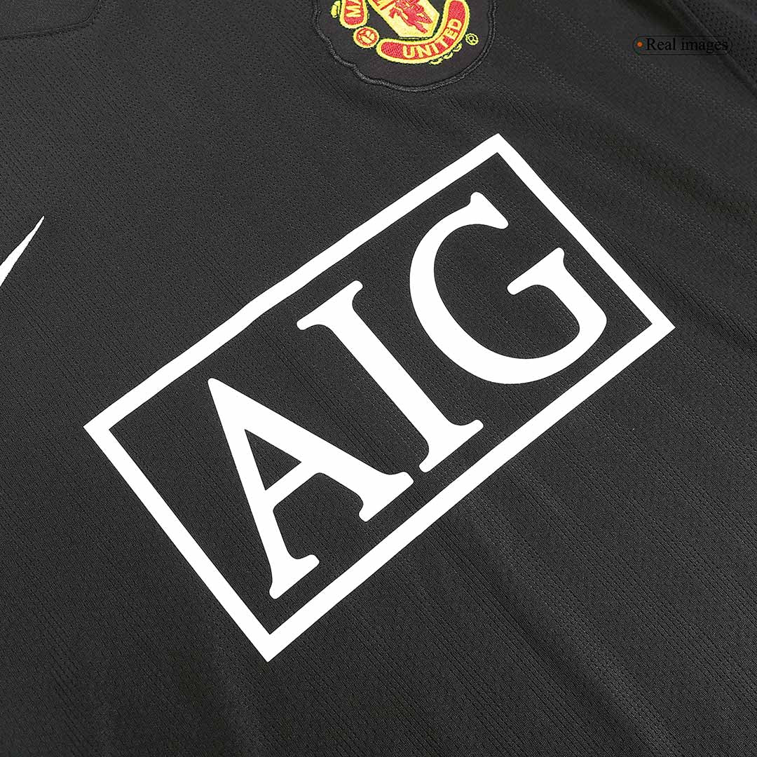 Retro Manchester United Mens Away Long Sleeve Soccer Jersey 2007/08 Black