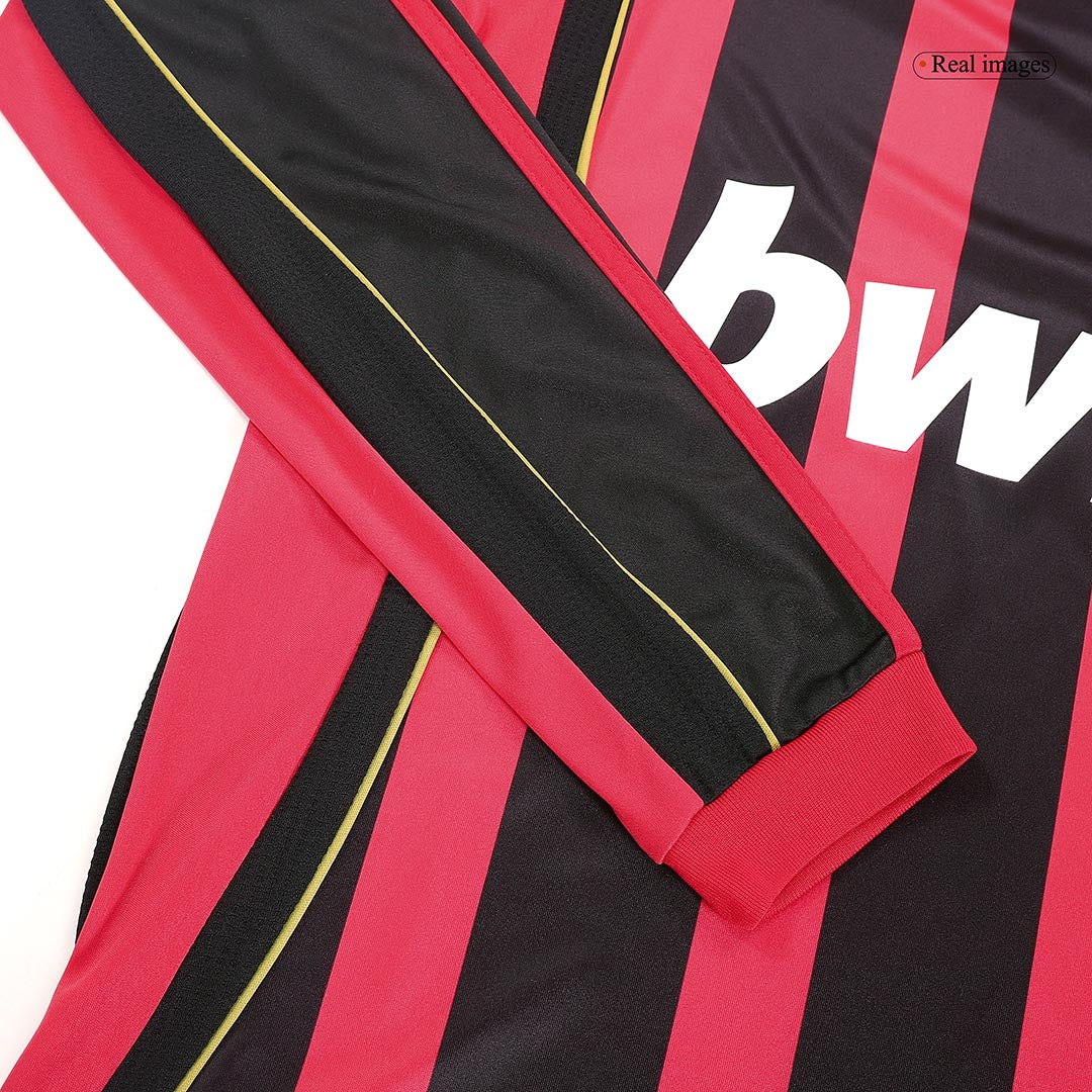 Retro AC Milan Mens Home Long Sleeve Soccer Jersey 2006/07 Red&Black