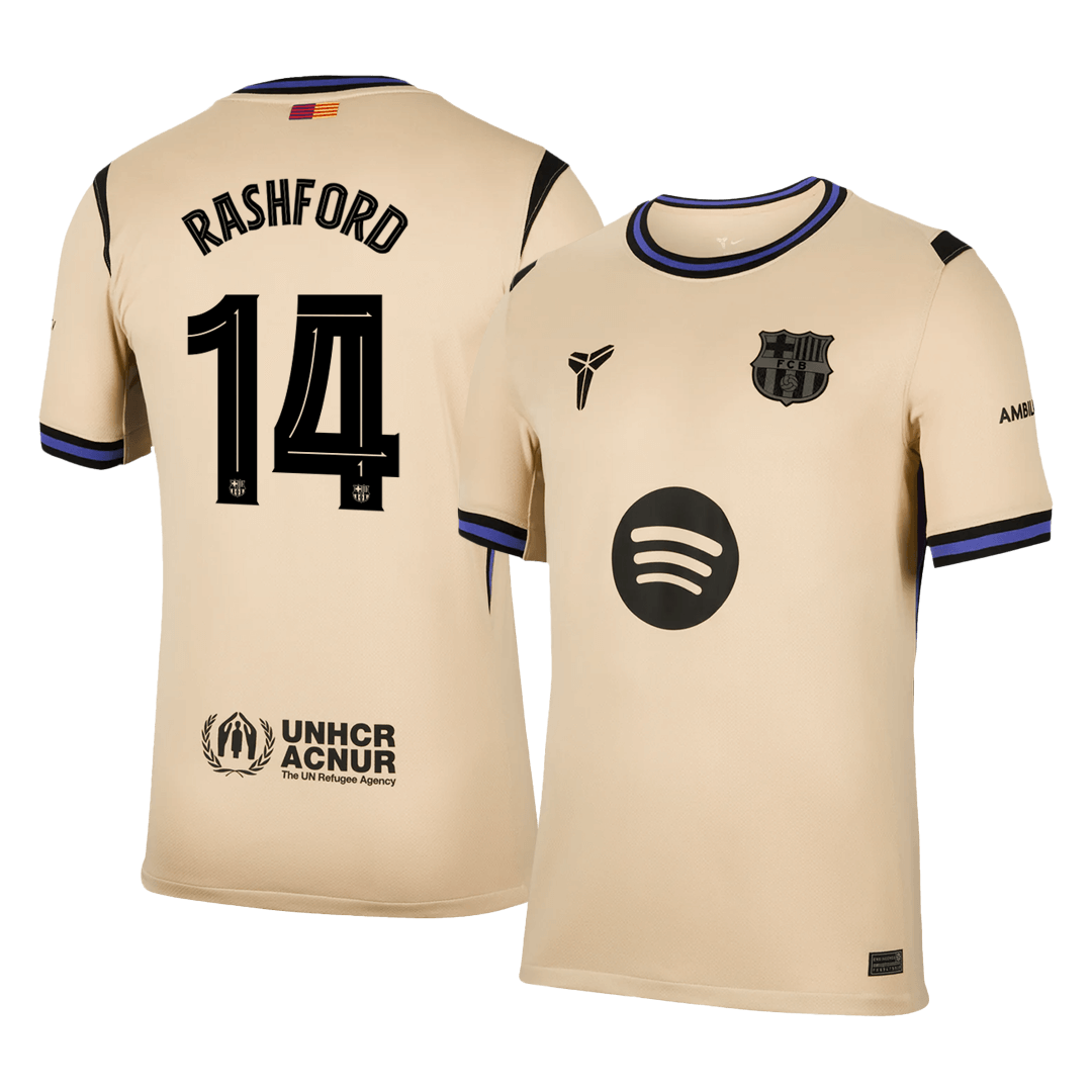 RASHFORD #14 Barcelona Mens Away Soccer Jersey UCL 2025/26 Yellow