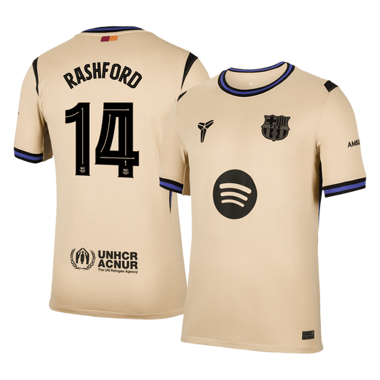 RASHFORD #14 Barcelona Mens Away Soccer Jersey UCL 2025/26 Yellow