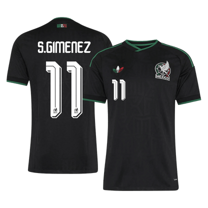 S.GIMENEZ #11 Mexico Mens Third Away Soccer Jersey World Cup 2026 Black - Player Version