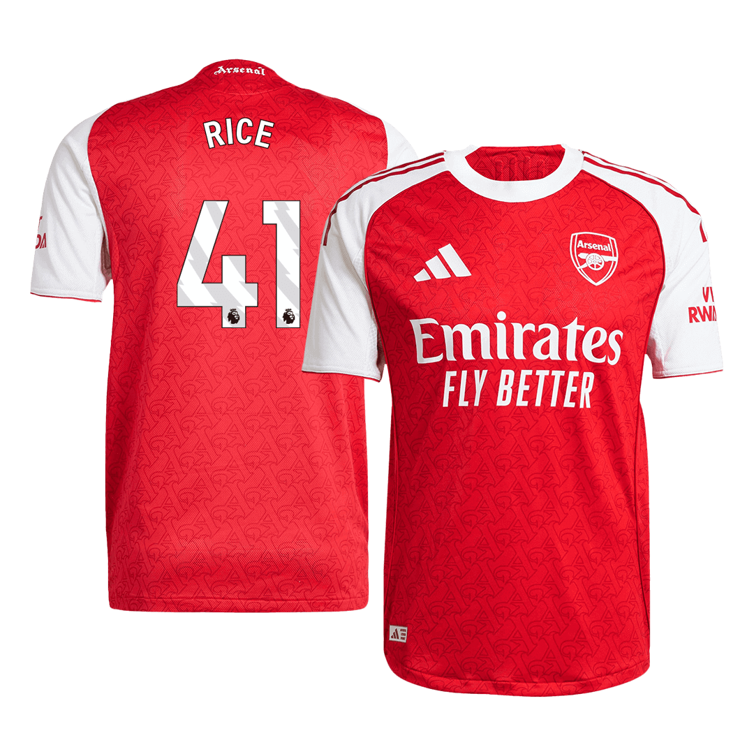 RICE #41 Arsenal Mens Home Soccer Jersey 2025/26 Red - Player Version
