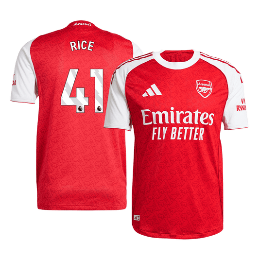 RICE #41 Arsenal Mens Home Soccer Jersey 2025/26 Red - Player Version
