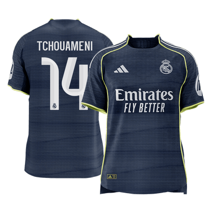 TCHOUAMENI #14 Real Madrid Mens Away Soccer Jersey 2025/26 Navy - Player Version [PREMIUM]
