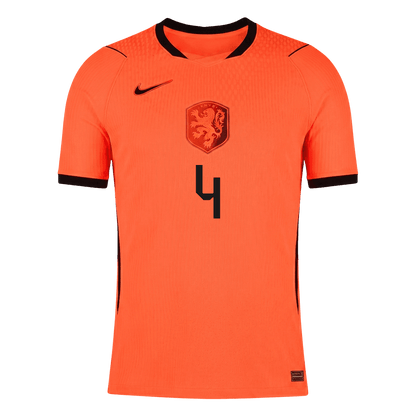 VIRGIL #4 Netherlands Mens Home Soccer Jersey World Cup 2026 Orange - Player Version