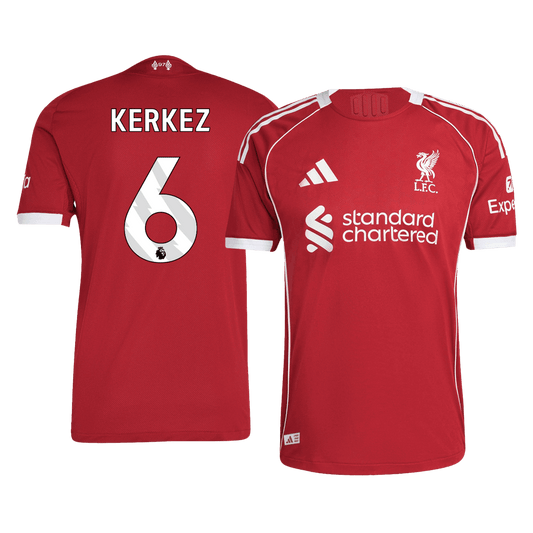 KERKEZ #6 Liverpool Mens Home Soccer Jersey 2025/26 Red - Player Version
