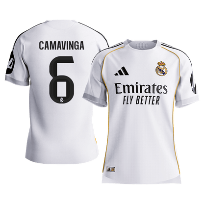 CAMAVINGA #6 Real Madrid Mens Home Soccer Jersey 2025/26 White - Player Version [PREMIUM]