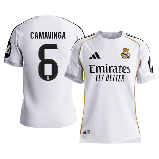 CAMAVINGA #6 Real Madrid Mens Home Soccer Jersey 2025/26 White - Player Version [PREMIUM]