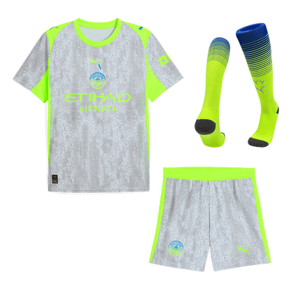 Manchester City Mens Third Away Soccer Full Set 2025/26 Gray