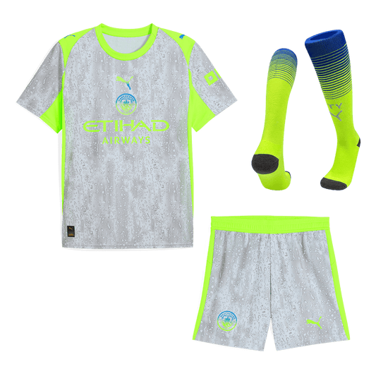 Manchester City Mens Third Away Soccer Full Set 2025/26 Gray