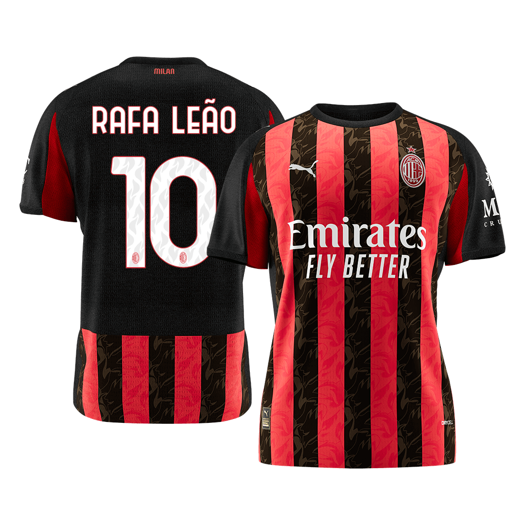 RAFA LEÃO #10 AC Milan Mens Home Soccer Jersey 2025/26 Red&Black [PREMIUM]