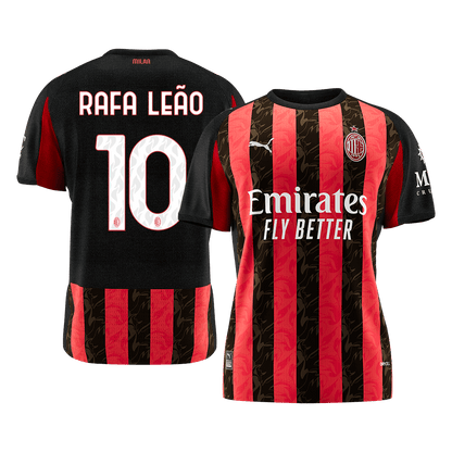 RAFA LEÃO #10 AC Milan Mens Home Soccer Jersey 2025/26 Red&Black [PREMIUM]