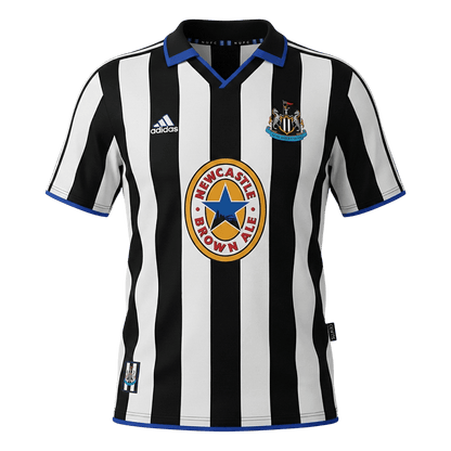 Retro Newcastle United Mens Home Soccer Jersey 1999/00 Black&White
