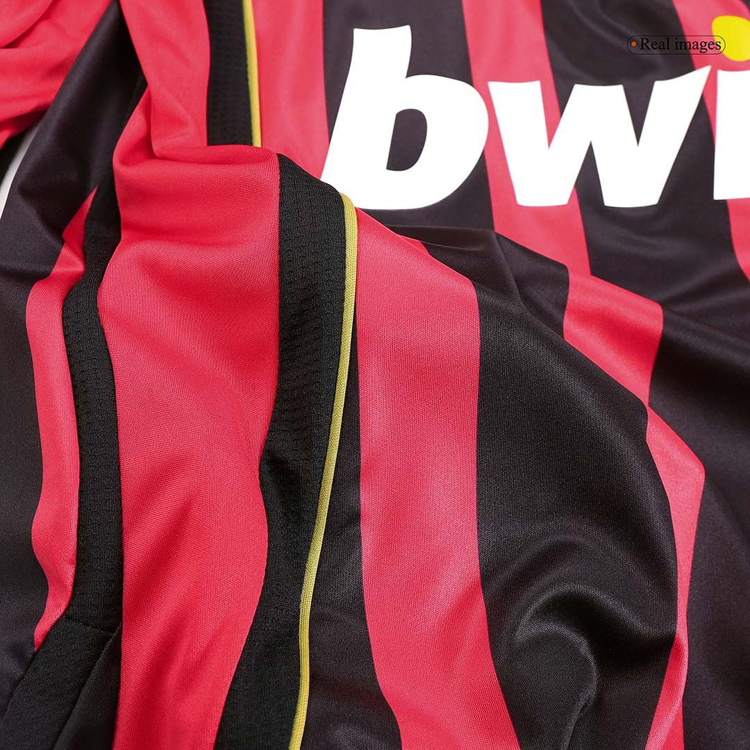 Retro KAKA' #22 AC Milan Mens Home Long Sleeve Soccer Jersey 2006/07 Red&Black