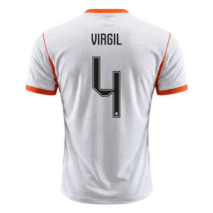 VIRGIL #4 Netherlands Mens Away Soccer Jersey World Cup 2026 White - Player Version