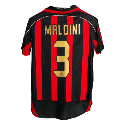 Retro MALDINI #3 AC Milan Mens Home Soccer Jersey 2006/07 Red&Black
