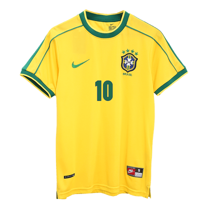 Retro RIVALDO #10 Brazil Mens Home Soccer Jersey World Cup 1998 Yellow