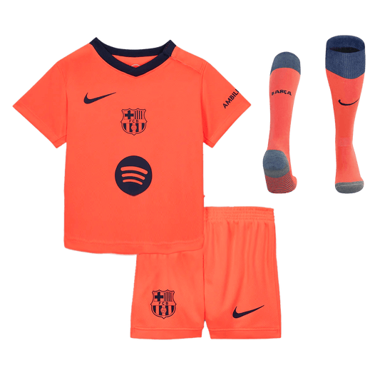 Barcelona Kids Third Away Soccer Full Set 2025/26 Orange