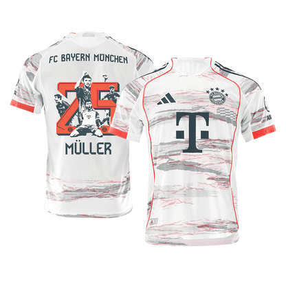 MÜLLER Special #25 Bayern Munich Mens Away Soccer Jersey 2025/26 White - Player Version