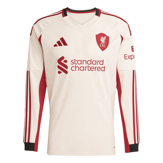 Liverpool Mens Away Long Sleeve Soccer Jersey 2025/26 White