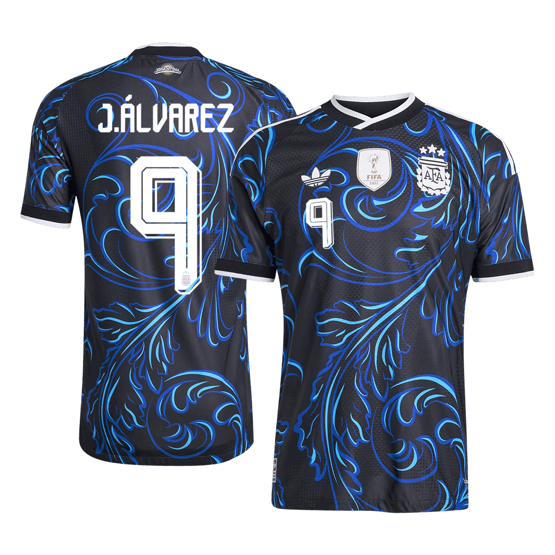 J. ÁLVAREZ #9 Argentina Mens Away Soccer Jersey World Cup 2026 Black - Player Version