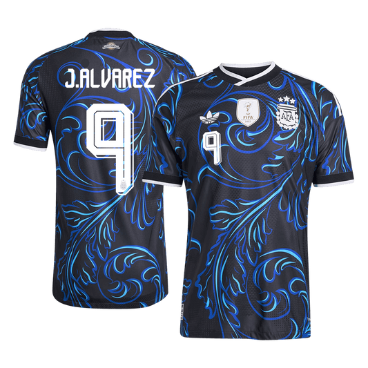 J. ALVAREZ #9 Argentina Mens Away Soccer Jersey World Cup 2026 Black - Player Version