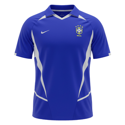 Retro Brazil Mens Away Soccer Jersey 2002 Blue