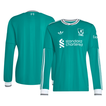 Liverpool Mens Third Away Long Sleeve Soccer Jersey 2025/26 Green